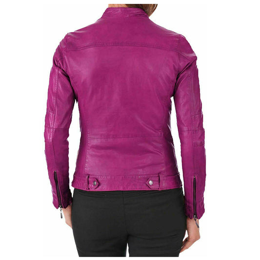 Basic Women Lambskin Leather Motorcycle Jacket - High Quality Leather Jackets For Sale | Dream Jackets On Jackethunt