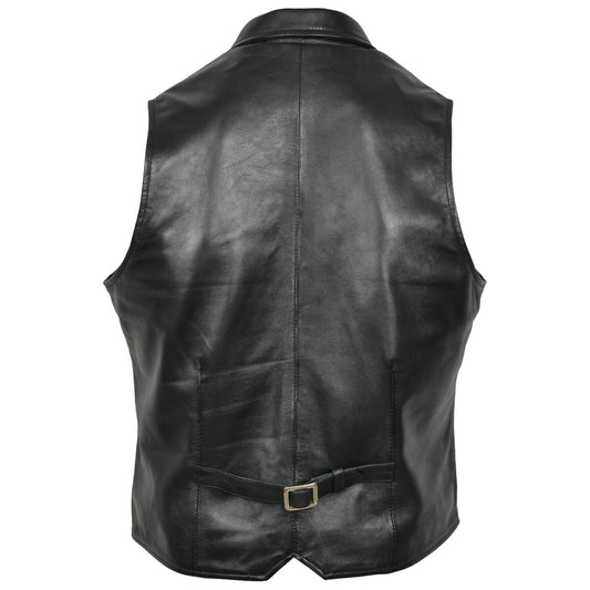 Men Party Black Premium Leather Waistcoat | Classic Fashion Leather Vest