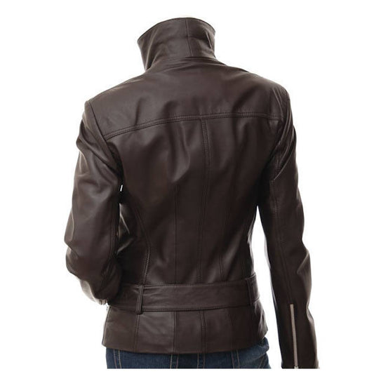Women Retro Emma Peel Leather Jacket -