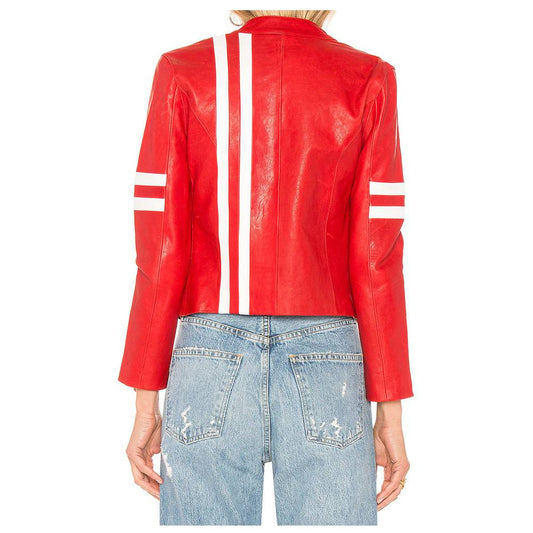 Womens Short Body Red Leather Fashion Jacket | Jacket Hunt