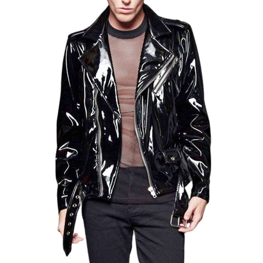 Men Goth Moto Vinyl PVC Jacket Fetish Punk EMO Biker Jacket - High Quality Leather Jackets For Sale | Dream Jackets On Jackethunt