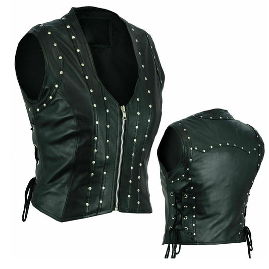 Punk Women Genuine Motorcycle Leather Vest - High Quality Leather Jackets For Sale | Dream Jackets On Jackethunt