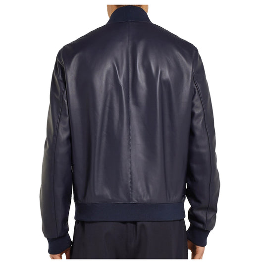 Men Elegant Bomber Fashion Blue Leather Jacket -