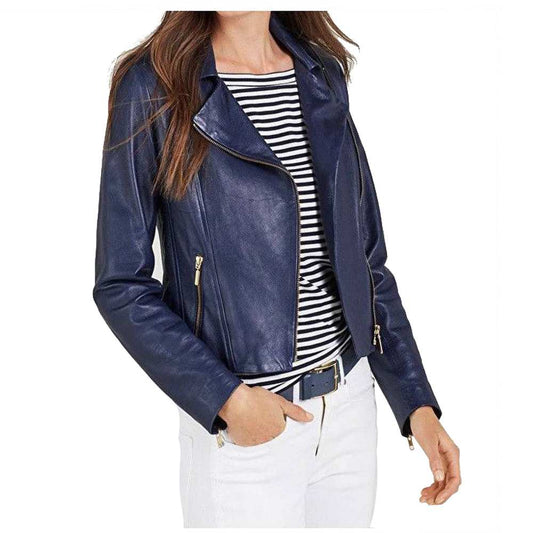 Ruth Langsford Women Motorcycle Leather Jacket Purple