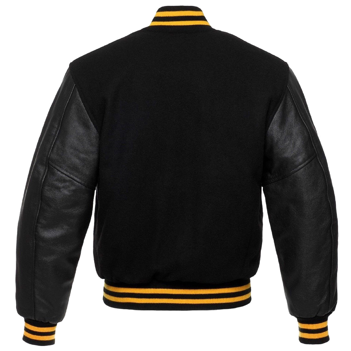 wool varsity jacket with Leather Details