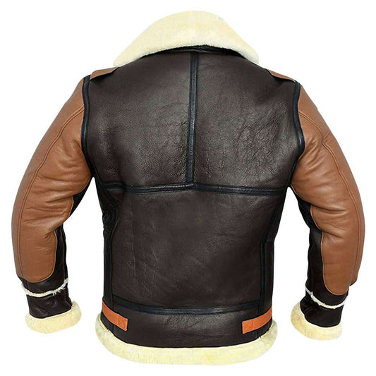 B3 Aviator pilot Shearling Bomber Leather Jacket Black Brown | Jacket Hunt