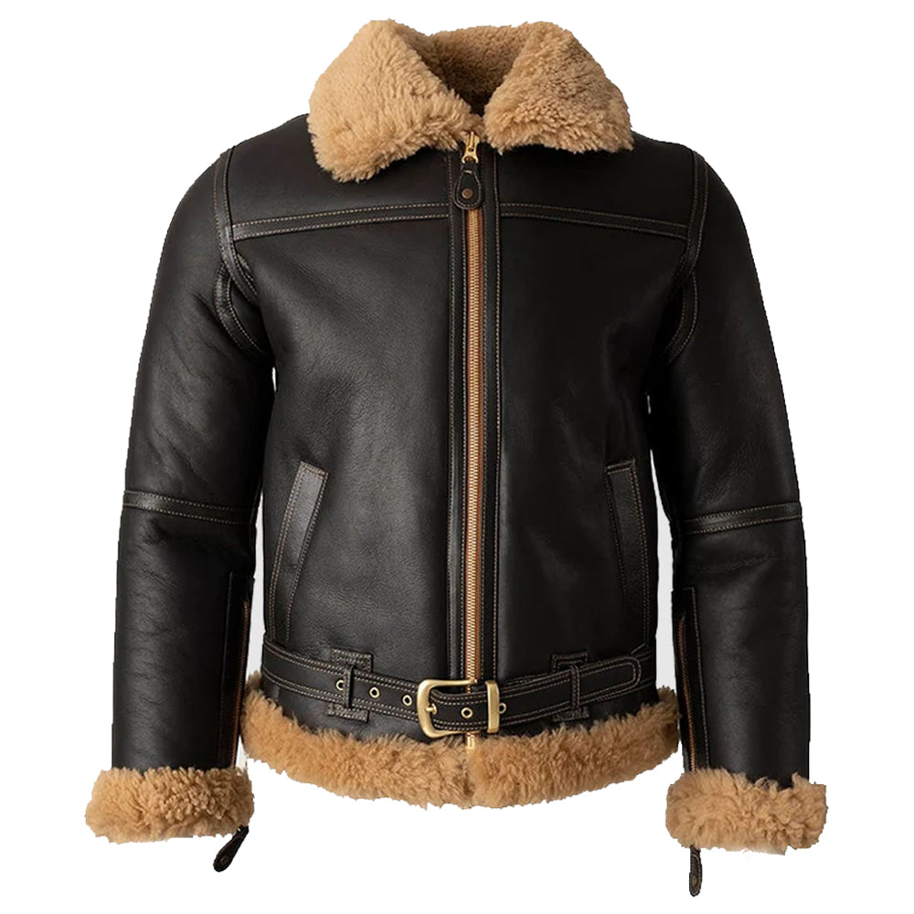 Black Leather B3 Shearling Bomber Jacket | Aviator Women Pilot