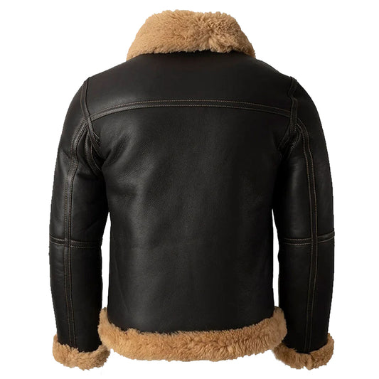 Black Leather B3 Shearling Bomber Jacket | Aviator Women Pilot Jacket