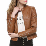 Women Slim Fit Motorcycle Fashion Leather Jackets - Jacket Hunt