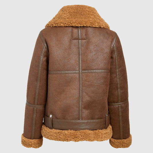 Women B3 Brown Shearling Bomber Leather Jacket | Jacket Hunt