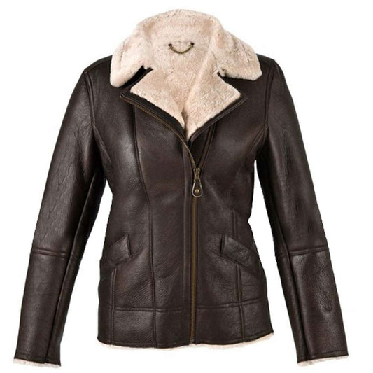 Women B3 Aviator Black Leather Bomber Jacket