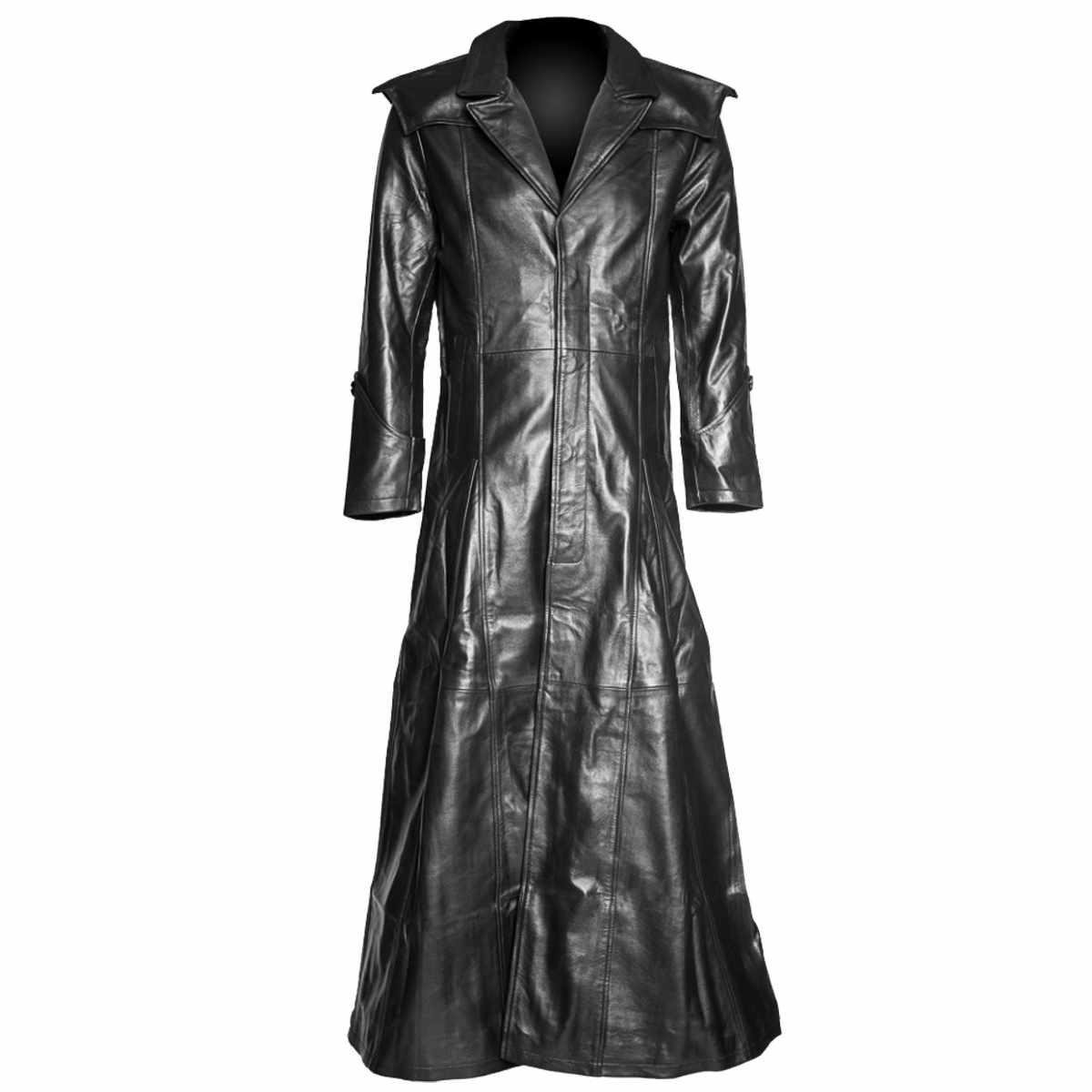 Men Genuine Leather Long Goth Halloween Coat Men Genuine Leather Long Goth Halloween Coat