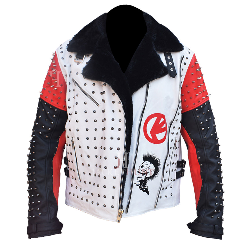 Men Punk Rock Star Jacket Studded Pin Leather Jacket – Jacket Hunt