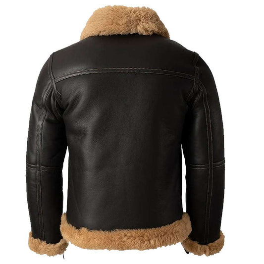 Mens Shearling Aviator B3 Bomber Leather Jacket | Jacket Hunt
