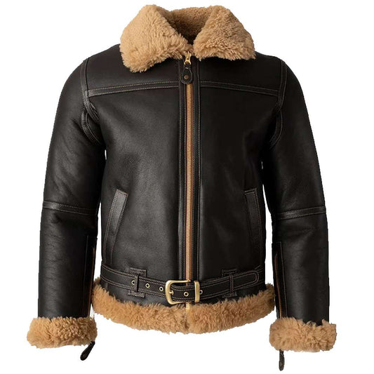 Mens Shearling Aviator B3 Bomber Leather Jacket | Jacket Hunt