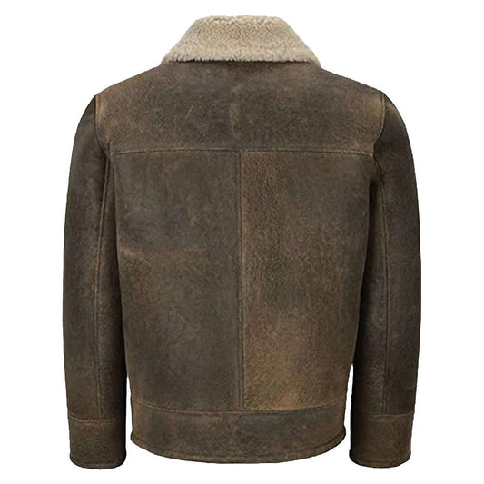 Mens Shearling  RAF Flying Dirty Beige Bomber Leather Jacket | Jacket Hunt