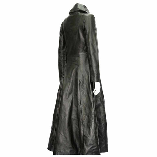 Midnight Black Long Length Fashion Leather Coat Women | Jacket Hunt