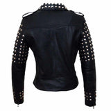 Punk Women Studded Biker Black Leather Jacket | Jacket Hunt