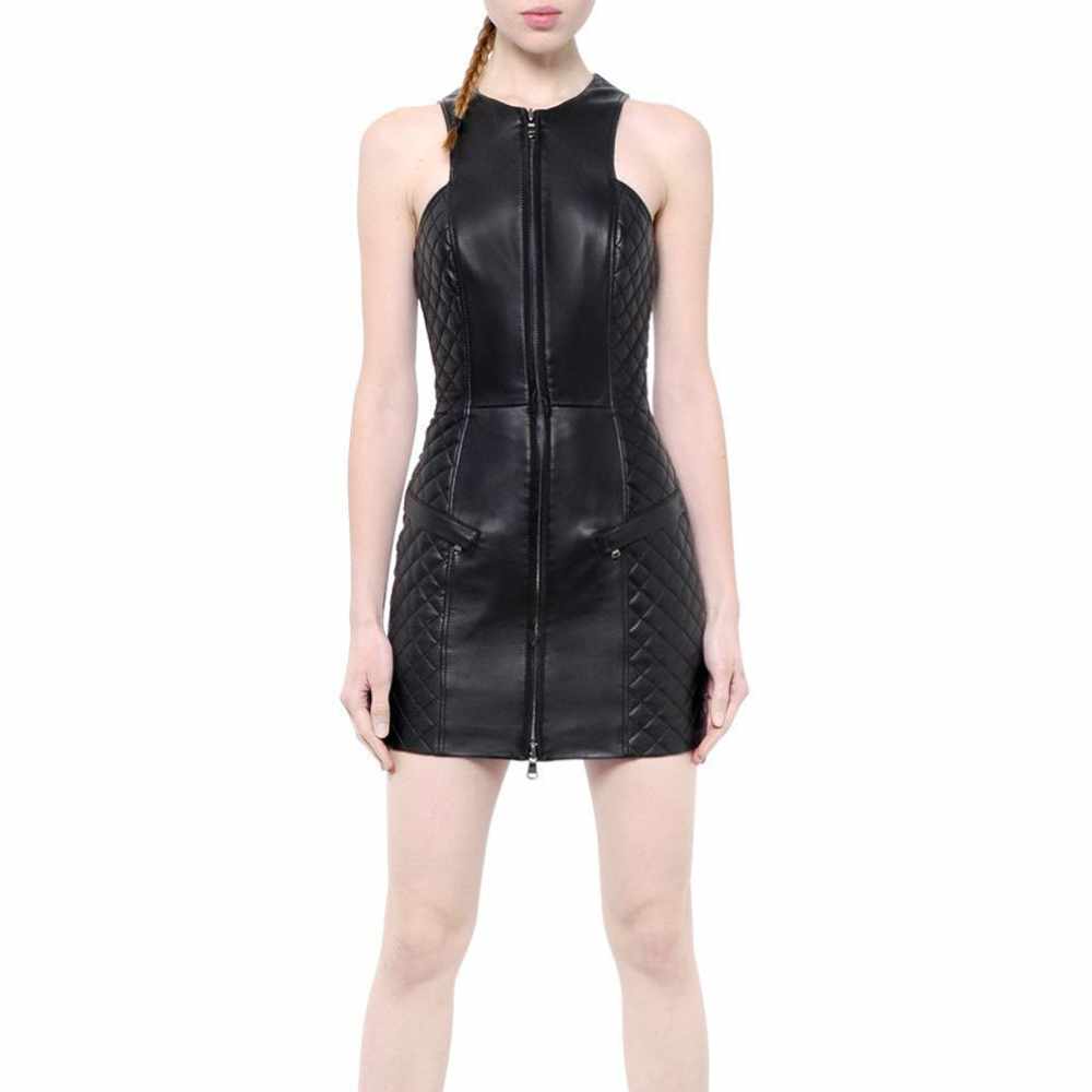 Sexy Women Genuine Black Leather Mini Party Dress - Jacket Hunt Sexy Women Genuine Black Leather Mini Party Dress - Jacket Hunt