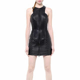 Sexy Women Genuine Black Leather Mini Party Dress - Jacket Hunt Sexy Women Genuine Black Leather Mini Party Dress - Jacket Hunt