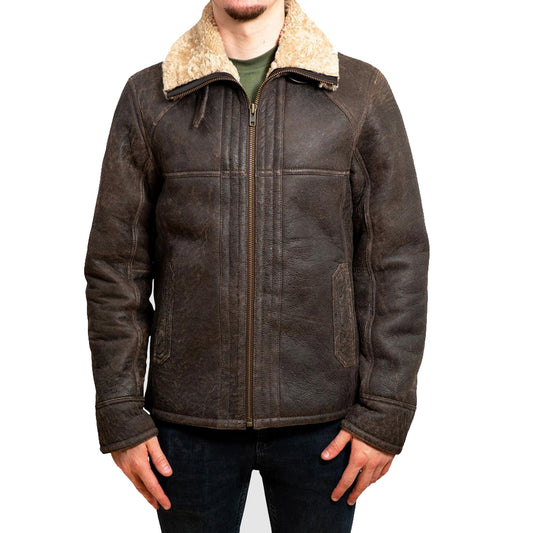 Vintage Chocolate Brown B3 Bomber Aviator Shearling Leather Jacket - Jacket Hunt