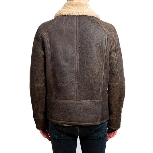 Vintage Chocolate Brown B3 Bomber Aviator Shearling Leather Jacket - Jacket Hunt