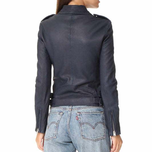 Women Slim Fit Motorcycle Purple Leather Jacket - Jacket Hunt