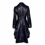 Women Victorian Double Breast Black Leather Coat | Lace Military Leather Coat Women Victorian Double Breast Black Leather Coat | Lace Military Leather Coat