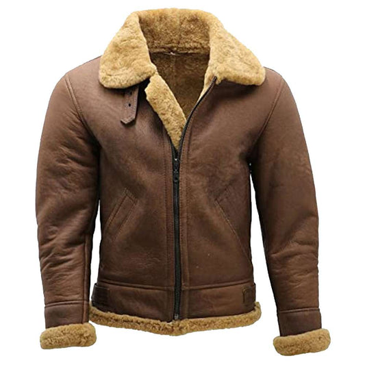 WW2 Vintage Brown B3 Shearling Bomber Flying Aviator Jacket | Jacket Hunt