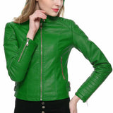 Women Slim Fit Motorcycle Fashion Leather Jackets - Jacket Hunt