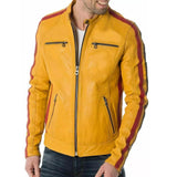 Cafe Racer Yellow Bike Leather Jacket