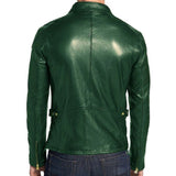 Men Genuine Lambskin Green Leather Jacket | Motorcycle Biker Slim Fit leather Jacket