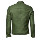 Men’s Club Retro Green Leather Jacket | Men's Stand Collar Leather Jacket