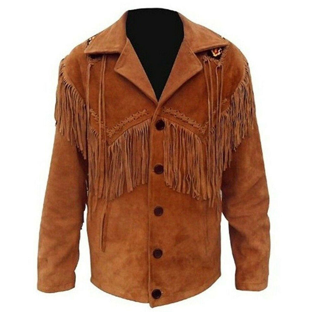 Cowboy Western Leather Fringe Brown Jacket