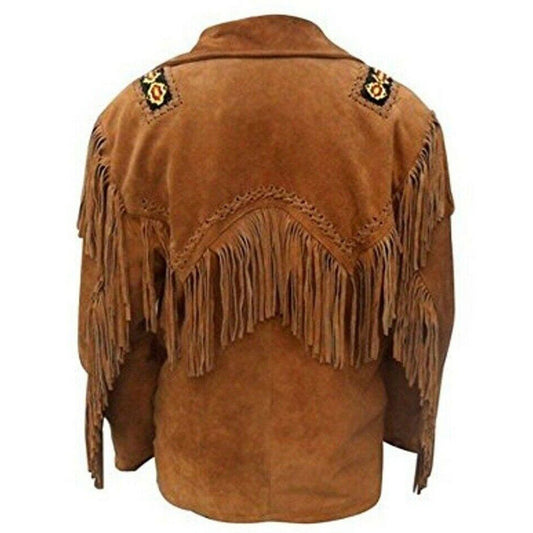 Cowboy Western Leather Fringe Brown Jacket