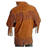 Men Western Cowboy Leather Fringes Jacket