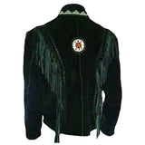 Western Black Leather Bones/Beads Jacket