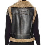 Black B3 Aviator Bomber Shearling Leather Vest Women