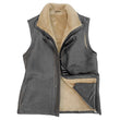 Black Cowboy Shearling Leather Vest Sheepskin Fur Waistcoat Men