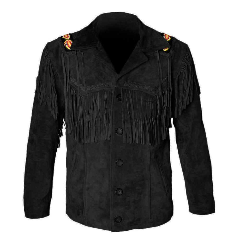 Black Suede Western Leather Jacket