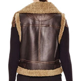 Brown B3 Aviator Bomber Shearling Leather Vest Women