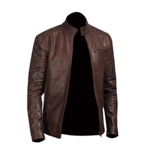 Load image into Gallery viewer, Mens chocolate brown leather jacket - Jacket Hunt
