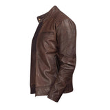 Mens chocolate brown leather jacket - Jacket Hunt