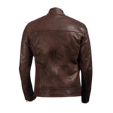 Mens chocolate brown leather jacket - Jacket Hunt