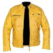 Yellow Motorcycle WAX Leather Jacket