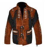 Native American Cowboy Suede Fringe Leather Jacket