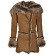 Penny Lane Hippie Style Shearling Leather Coat Hoodie Women