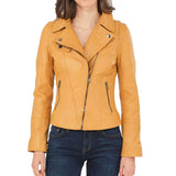 Yellow Slim Fit Biker Leather Jacket