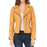 Yellow Slim Fit Biker Leather Jacket