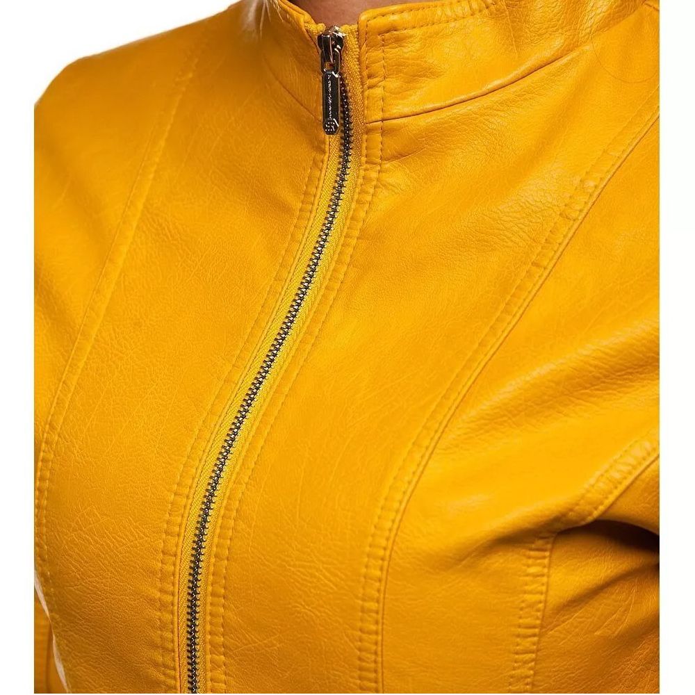 Slim Fit Yellow Leather Jacket